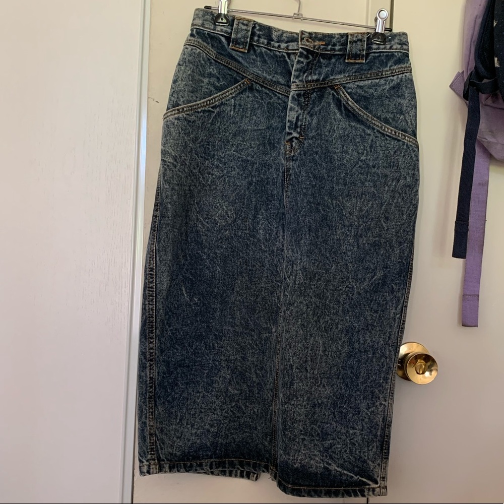 Vintage Acid Wash Denim Pencil Skirt